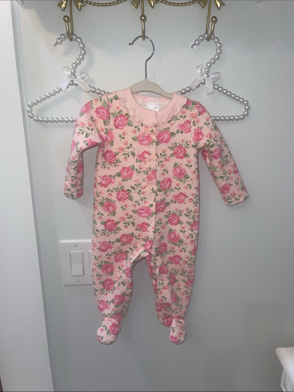 Baby Floral Footed One-Piece Sleepwear - Pink